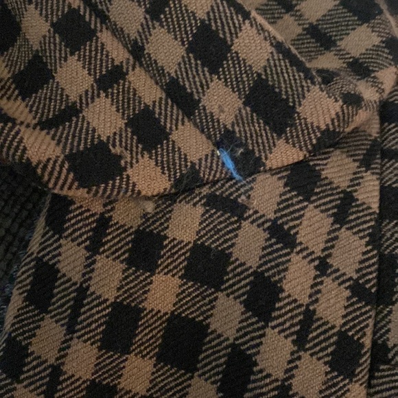 Vintage Wool Plaid Brown Black Pea Coat Buttons Union Made - Picture 14 of 14